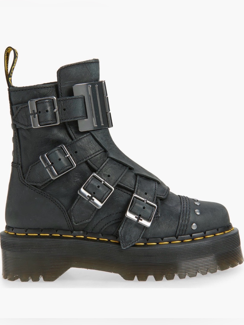Dr. Martens Jadon Hinge Lug Boots Women’s 6 NIB Gothic Grunge Festival Black - Picture 3 of 5